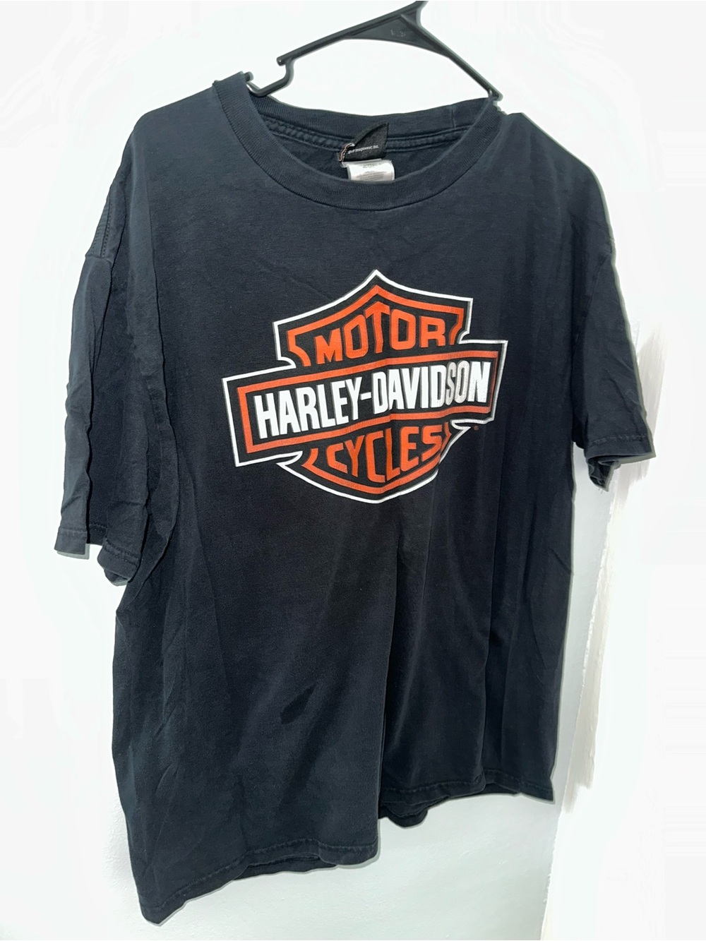Harley-Davidson Black T-Shirt with Orange & White Shield Logo